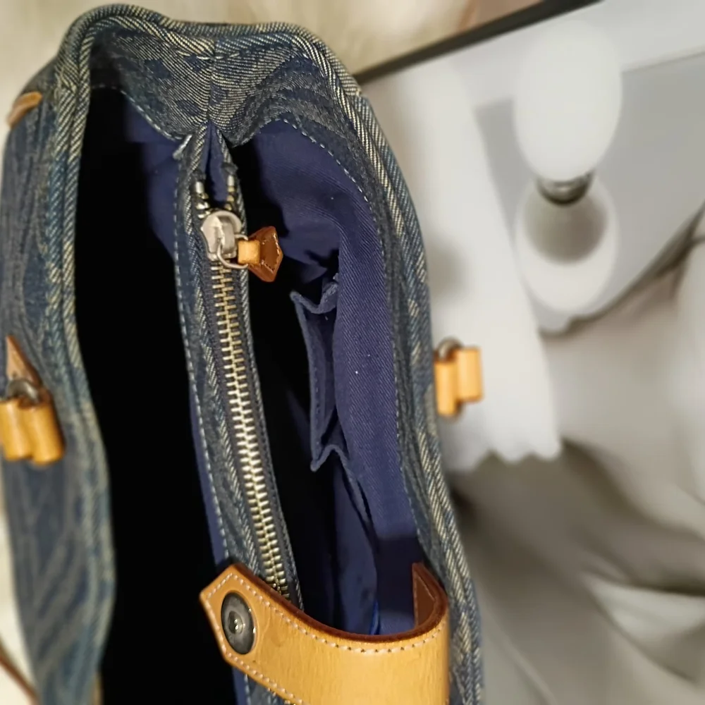 Burberry Blue and Tan Checkered Tote